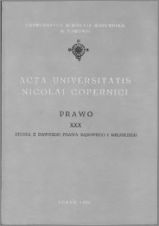 Acta Universitatis Nicolai Copernici. Nauki Humanistyczno-Społeczne. Prawo, z. 30 (219), 1990