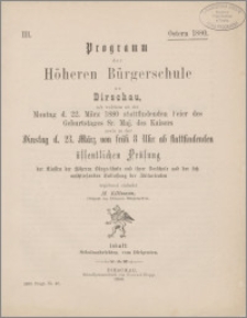 Programm der Höheren Bürgerschule zu Dirschau, [...]