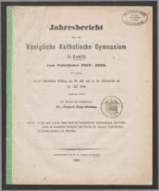 Jahresbericht über das Königliche Katholische Gymnasium in Konitz vom Schuljahre 1868-1869