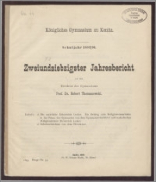 Königliches Gymnasium zu Konitz. Schuljahr 1892/93. Zweiundsiebzigster Jahresbericht