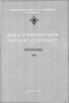 Acta Universitatis Nicolai Copernici. Nauki Humanistyczno-Społeczne. Ekonomia, z. 16 (195), 1990