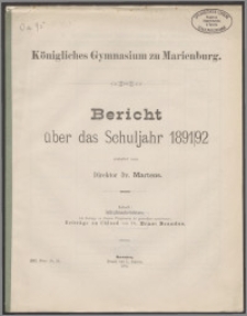 Königliches Gymnasium zu Marienburg. Bericht über das Schuljahr 1892/93