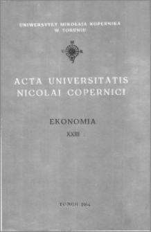 Acta Universitatis Nicolai Copernici. Nauki Humanistyczno-Społeczne. Ekonomia, z. 23 (273), 1994