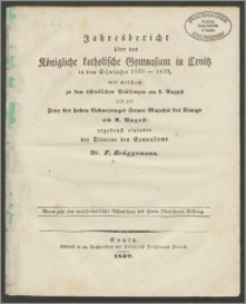 Jahresbericht über das Königliche katholische Gymnasium in Conitz in dem Schuljahre 1838-1839