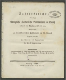 Jahresbericht über das Königliche Katholische Gymnasium in Conitz während des Schuljahres 1840-41