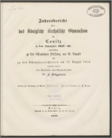 Jahresbericht über das Königliche Katholische Gymnasium in Conitz in dem Schuljahre 1857-58