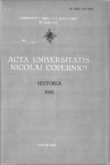 Acta Universitatis Nicolai Copernici. Nauki Humanistyczno-Społeczne. Historia, z. 18 (128), 1982