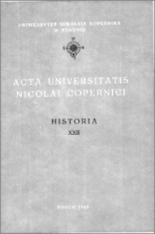 Acta Universitatis Nicolai Copernici. Nauki Humanistyczno-Społeczne. Historia, z. 22 (185), 1988