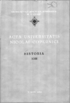 Acta Universitatis Nicolai Copernici. Nauki Humanistyczno-Społeczne. Historia, z. 23 (198), 1989