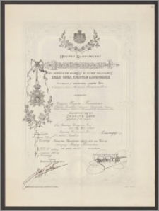 Dyplom nadania Karolowi Poznańskiemu Orderu Św. Sawy II klasy, nr 1289/2