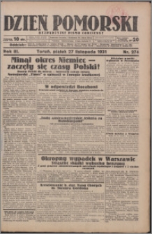 Dzień Pomorski 1931.11.27, R. 3 nr 274