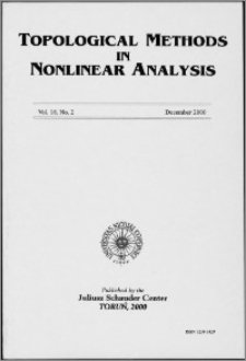 Topological Methods in Nonlinear Analysis, Vol. 16 no 2, (2000)