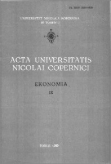 Acta Universitatis Nicolai Copernici. Nauki Humanistyczno-Społeczne. Ekonomia, z. 9 (116), 1980