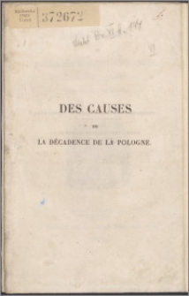 Des causes de la décadence de la Pologne