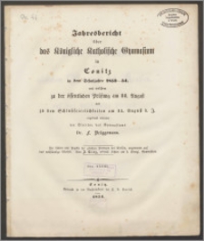 Jahresbericht über das Königliche Katholische Gymnasium in Conitz in dem Schuljahre 1853-1854