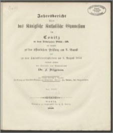 Jahresbericht über das Königliche Katholische Gymnasium in Conitz in dem Schuljahre 1855-1856