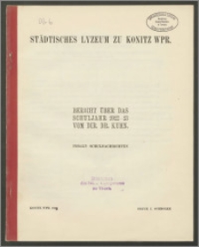 Städtisches Lyzeum zu Konitz Wpr. Bericht über das Schuljahr 1912-13