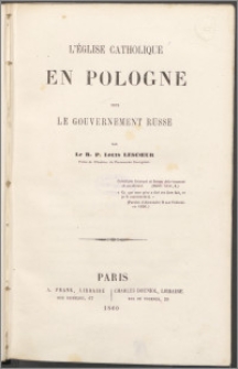 L'église catholique en Pologne sous le gouvernement Russe