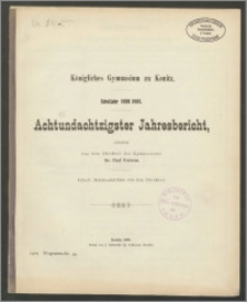 Königliches Gymnasium zu Konitz. Schuljahr 1908/1909. Achtundachtzigster Jahresbericht