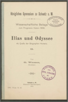 Ilias und Odyssee als Quelle der Biographen Homers
