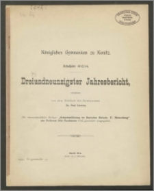 Königliches Gymnasium zu Konitz. Schuljahr 1913/1914. Dreiundneunzigster Jahresbericht