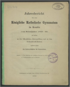 Jahresbericht über das Königliche Katholische Gymnasium in Konitz vom Schuljahre 1865-1866