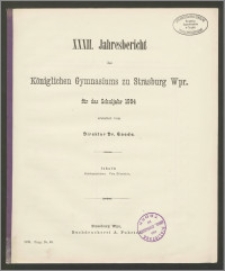 XXXII. Jahresbericht des Königlichen Gymnasiums zu Strasburg Wpr. für das Schuljahr 1904