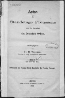 Acten der Ständetage Preussens unter der Herrschaft des Deutschen Ordens. Bd. 1, (Die Jahre 1233-1435)