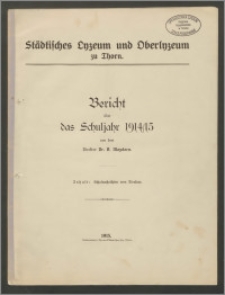 Bericht über das Schuljahr 1914/15 [...]