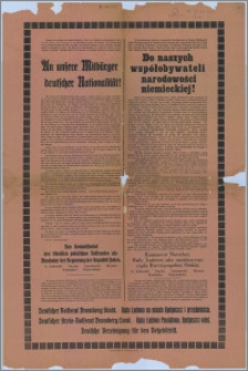 Odezwa Komisariatu Naczelnej Rady Ludowej do obywateli narodowości niemieckiej. 30.06.1919 r. = Un unsere Mitbürger deutscher Nationalität!
