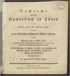 Nachricht von dem Gymnasium zu Thorn von Ostern 1827 bis Ostern 1828 [...]