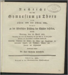 Nachricht von dem Gymnasium zu Thorn von Ostern 1834 bis Ostern 1835 [...]