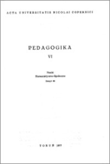 Acta Universitatis Nicolai Copernici. Nauki Humanistyczno-Społeczne. Pedagogika, z. 6 (82), 1977