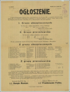 Ogłoszenie : na temat wyników wyborów do Rady Kasy Chorych powiatu Iłżeckiego w Wierzbniku [...] Wierzbnik, dnia 4 grudnia 1928 r.