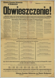 Obwieszczenie : Bydgoszcz, dnia 11 listopada 1933 r.