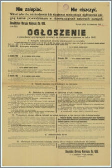 Ogłoszenie o powołaniu szeregowych rezerwy na ćwiczenia wojskowe w 1931 r. : Toruń, 16 kwietnia 1931 r.