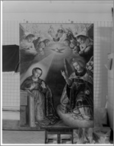 Radzyń Chełmiński. Kościół parafialny pw. Św. Anny. Wnętrze. Ołtarz główny – obraz w zwieńczeniu