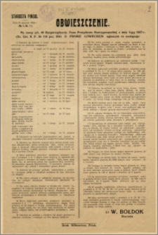 Obwieszczenie : na temat łowiectwa, dnia 16 stycznia 1928 r.