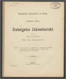 Königliches Gymnasium zu Conitz. Schuljahr 1890/91. Siebzigster Jahresbericht