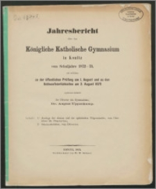 Jahresbericht über das Königliche Katholische Gymnasium in Konitz vom Schuljahre 1872-73