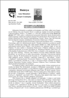 Biuletyn Koła Miłośników Dziejów Grudziądza 2005, Rok 3, nr 20(59) : Szynyskie lata historyka ks. Pawła Czaplewskiego