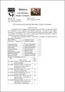 Biuletyn Koła Miłośników Dziejów Grudziądza 2005, Rok 3, nr 25(64) : XIX rocznica powstania Koła Miłośników Dziejów Grudziądza.