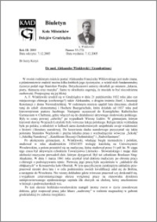 Biuletyn Koła Miłośników Dziejów Grudziądza 2005, Rok 3, nr 33(72) : Dr med. Aleksander Winklewski ( Graudentinus)