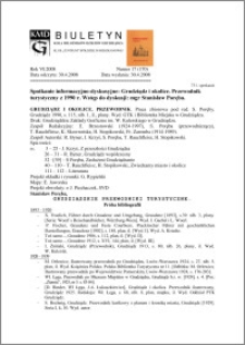 Biuletyn Koła Miłośników Dziejów Grudziądza 2008, Rok VI, nr 17(170): Spotkanie informacyjno-dyskusyjne: Grudziądz i okolice. Przewodnik turystyczny z 1990 r. Wstęp do dyskusji: mgr Stanisław Poręba.