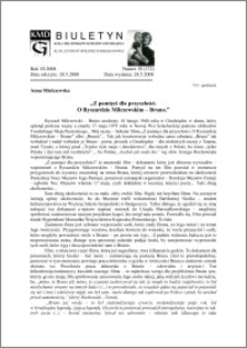 Biuletyn Koła Miłośników Dziejów Grudziądza 2008, Rok VI, nr 19(172): „Z pamięci dla przyszłości. O Ryszardzie Milczewskim – Bruno”