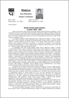 Biuletyn Koła Miłośników Dziejów Grudziądza 2007, Rok 5, nr 33(146) : Służba zdrowia wojsk polskichw latach 1806 –1807.