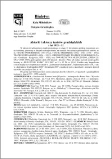 Biuletyn Koła Miłośników Dziejów Grudziądza 2007, Rok 5, nr 38(151) : Aktorki i aktorzy teatrów grudziądzkichz lat 1921 - 32