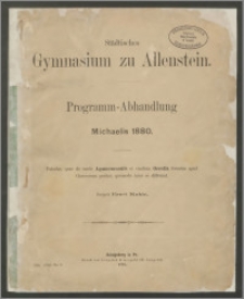 Städtisches Gymnasium zu Allenstein. Programm - Abhandlung Michaelis 1880