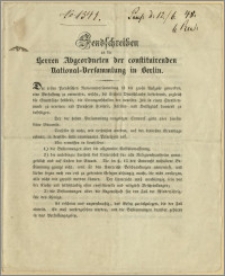 Sendschreiben an die Herren Abgeordneten der constituirenden National-Versammlung in Berlin. Bromberg, den 4. Juni 1848