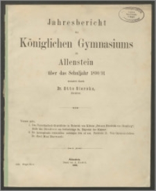 Jahresbericht des Königlichen Gymnasium zu Allenstein über das Schuljahr 1890/91
